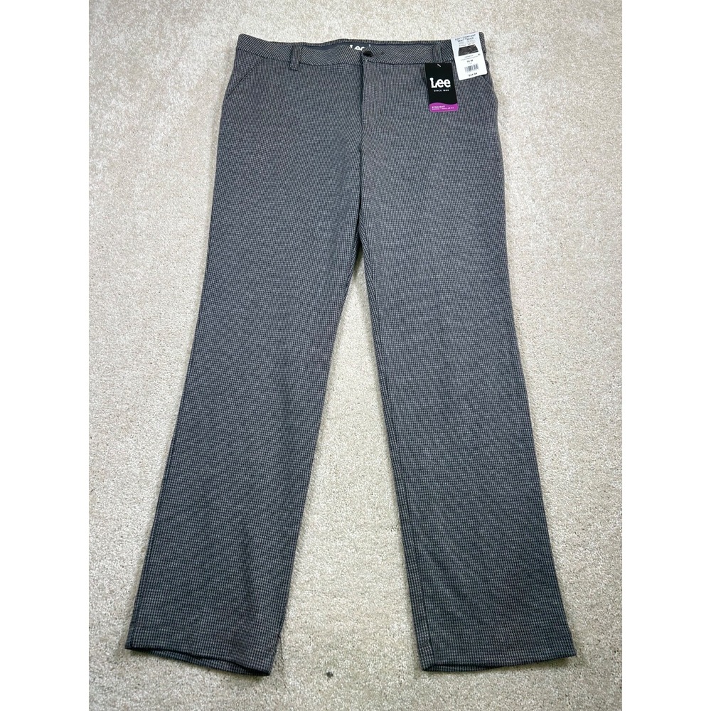 Lee Womens Size 16 M Gray Houndstooth Regular Straight Leg Mid Rise New